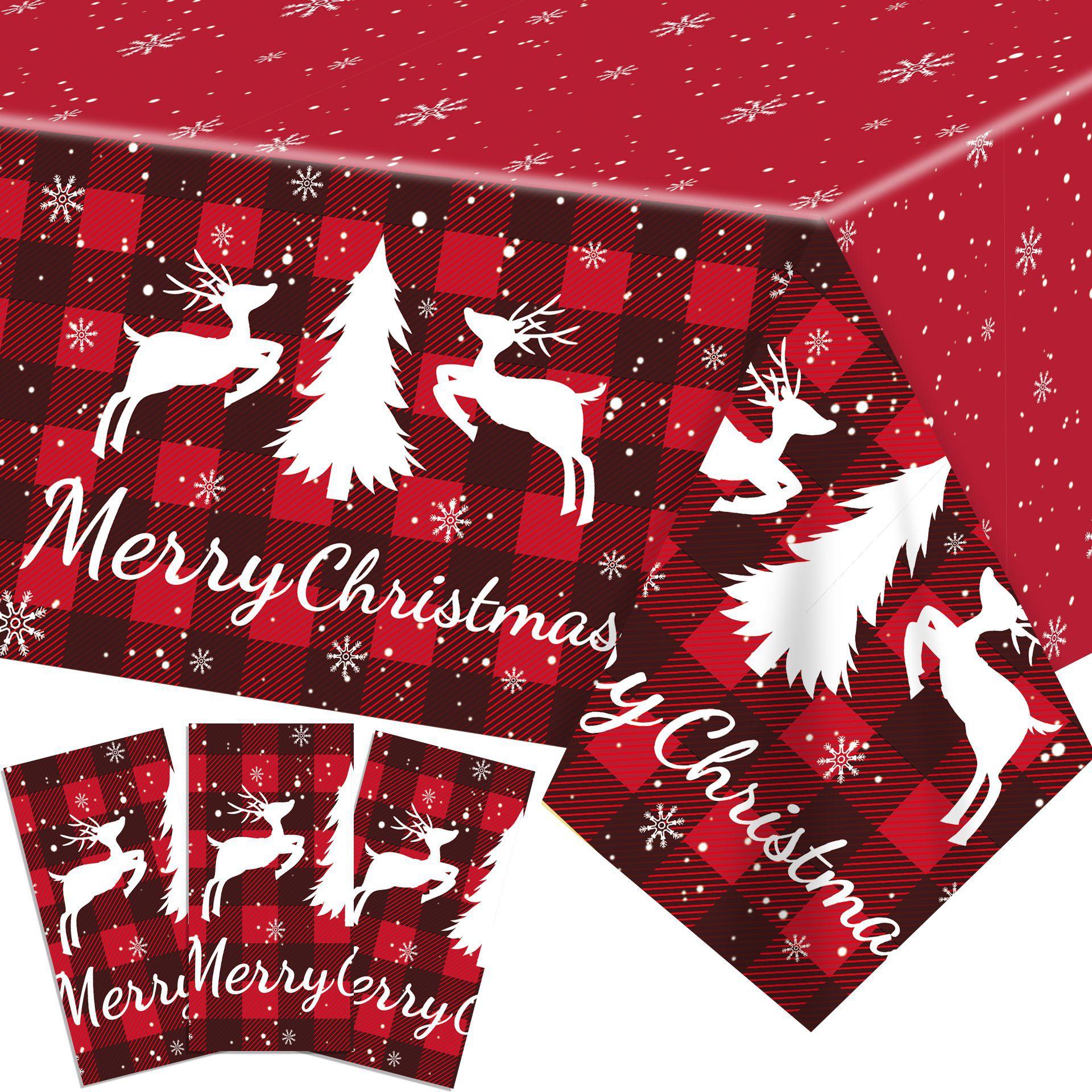 

Рождественская тема, Одноразовая ПЭ скатерть, Рождественская утолщенная и прочная, Подходит для рождественской вечеринки/пикника/дома Plaid Christmas