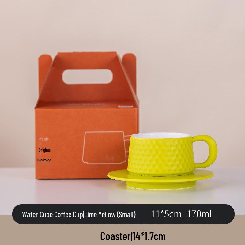 Minimalist Ceramic Coffee Cup & Saucer Set - Light Luxury for Home or Office