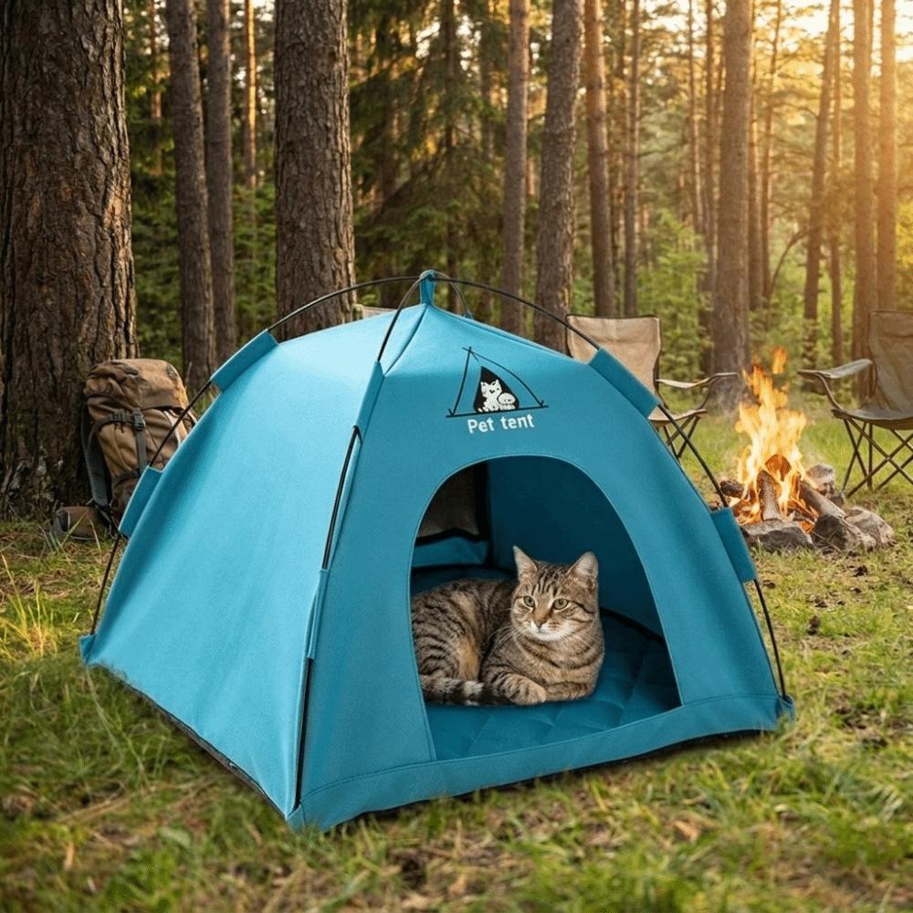Breathable Pet Tent House Portable with Double-sided Mat Folding Cat House Comfortable Outdoor Pet Tent Four Seasons