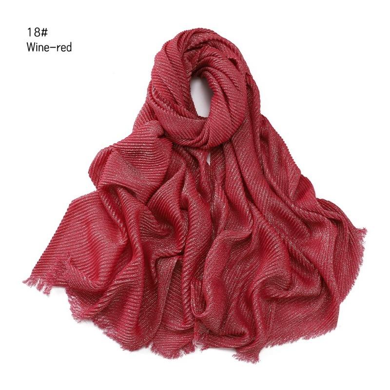 Spring New Solid Color Silver Silk Wrinkled Polyester Scarf Women's, Monochrome Two-ended Short Beard Headscarf Shawl