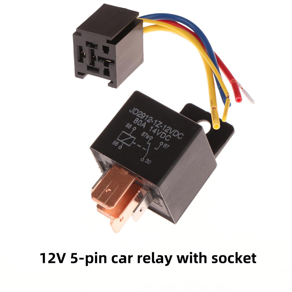 1Set Head Light Air Conditioner Motorcycles DC12V DC24V Relay 80A 4/5 Pin Waterproof Automotive Relay With Wired Socket