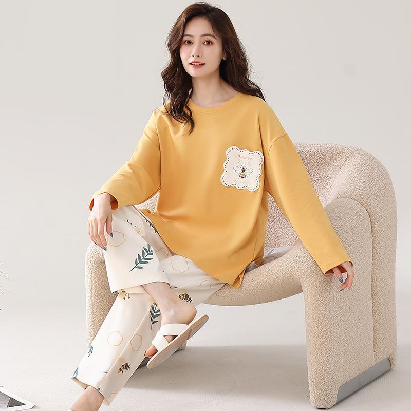 Pajamas Women'S Pure Cotton Long-Sleeved Cute Girl Can Wear Cotton Loungewear Casual Suit