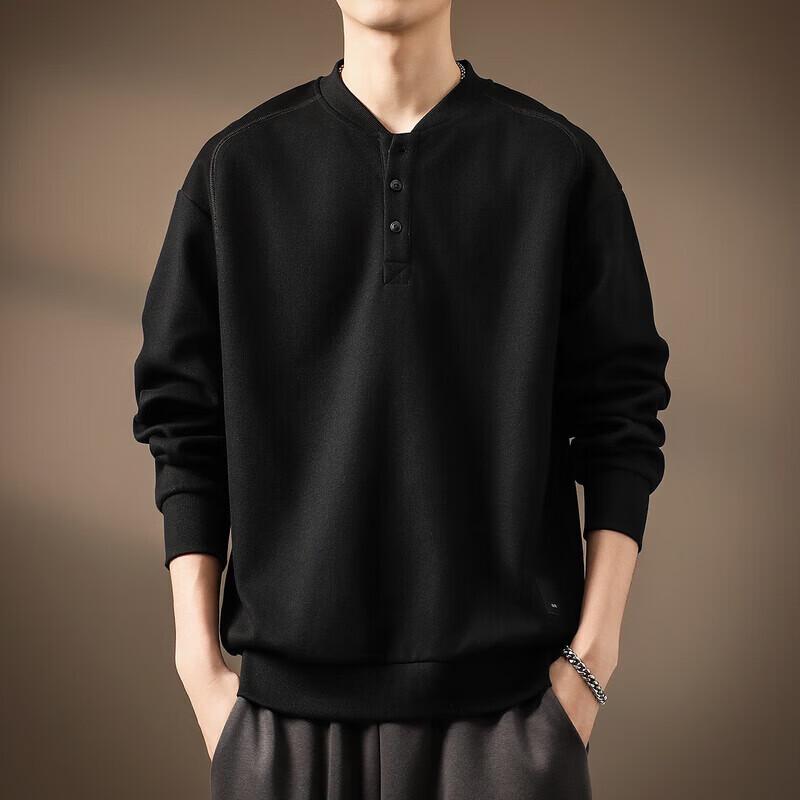 Men s Japanese-Style Henley Sweatshirt 2XL