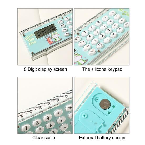 Calculatrice de règle multifonctionnelle grand écran papeterie calculatrice de poche à 8 chiffres pour l'école