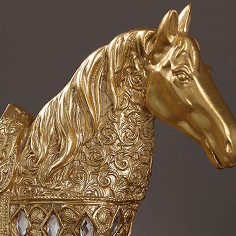 Gull Sølv Svart Hest Resin Skulptur Hestemodell Hjemmedekor Dyredekor Stue Kontor Håndverksdekor Forretningsdekor