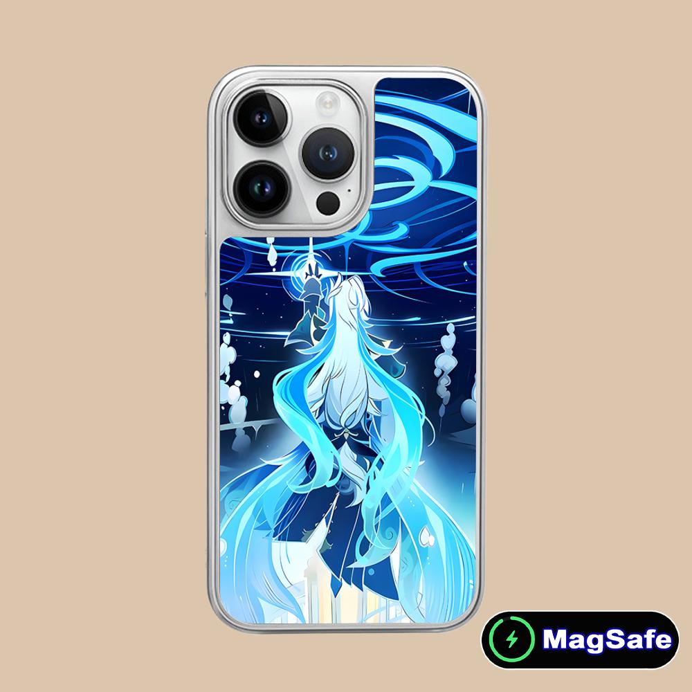 Game GI Neuvillette Silver Plating Magsafe Mobile Phone Case for iPhone 17 16 15 14 13 12 11 Air Pro Max Plus Colorful Cover