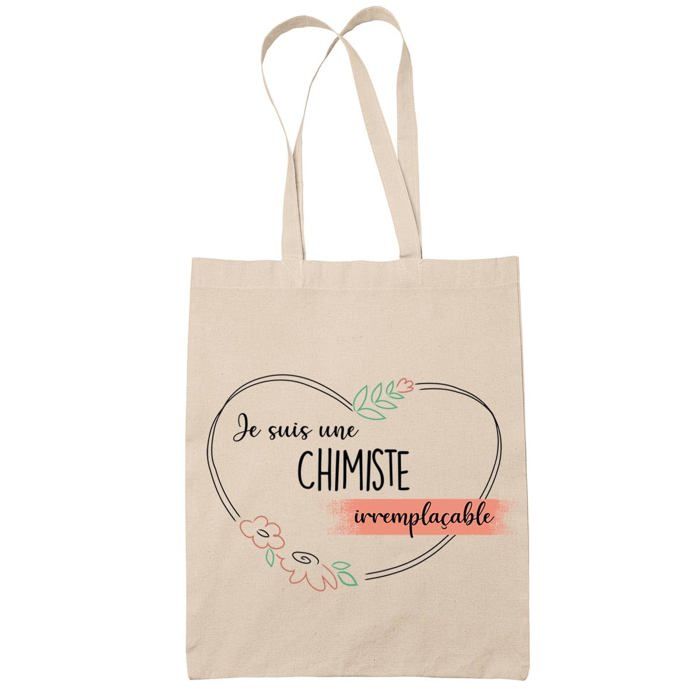 Tote bag - PLANETEE - Chimiste femme Irremplaçable - Coton naturel - Beige - Imprimé en France
