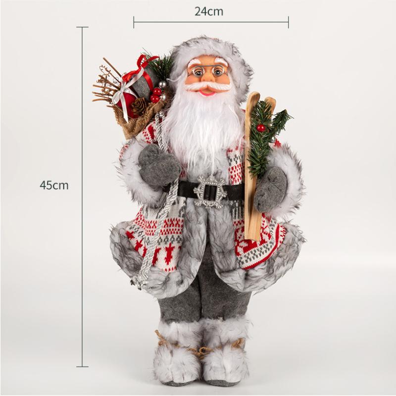 Christmas Decorations pink Santa Claus Dolls Standing Christmas Figurine Holiday Decoration Ornaments Layout Window Decoration