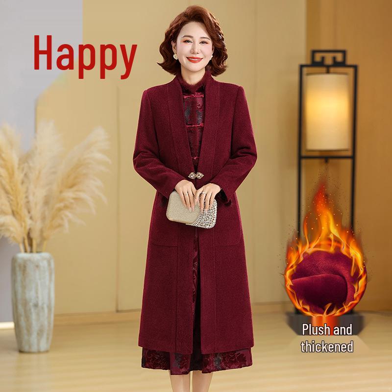 Elegant Winter Velvet Qipao Two-Piece Set for Mother-in-law 5XL (145-160 jin)