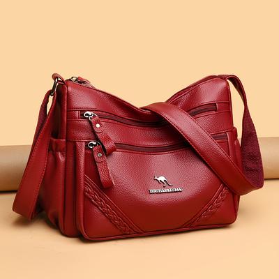 Bolso Cruzado de Mujer Nuevo Primavera Cuero Suave Bolso de Madre Moda Urbana Multicapa Casual Bolso de Hombro para Mujer