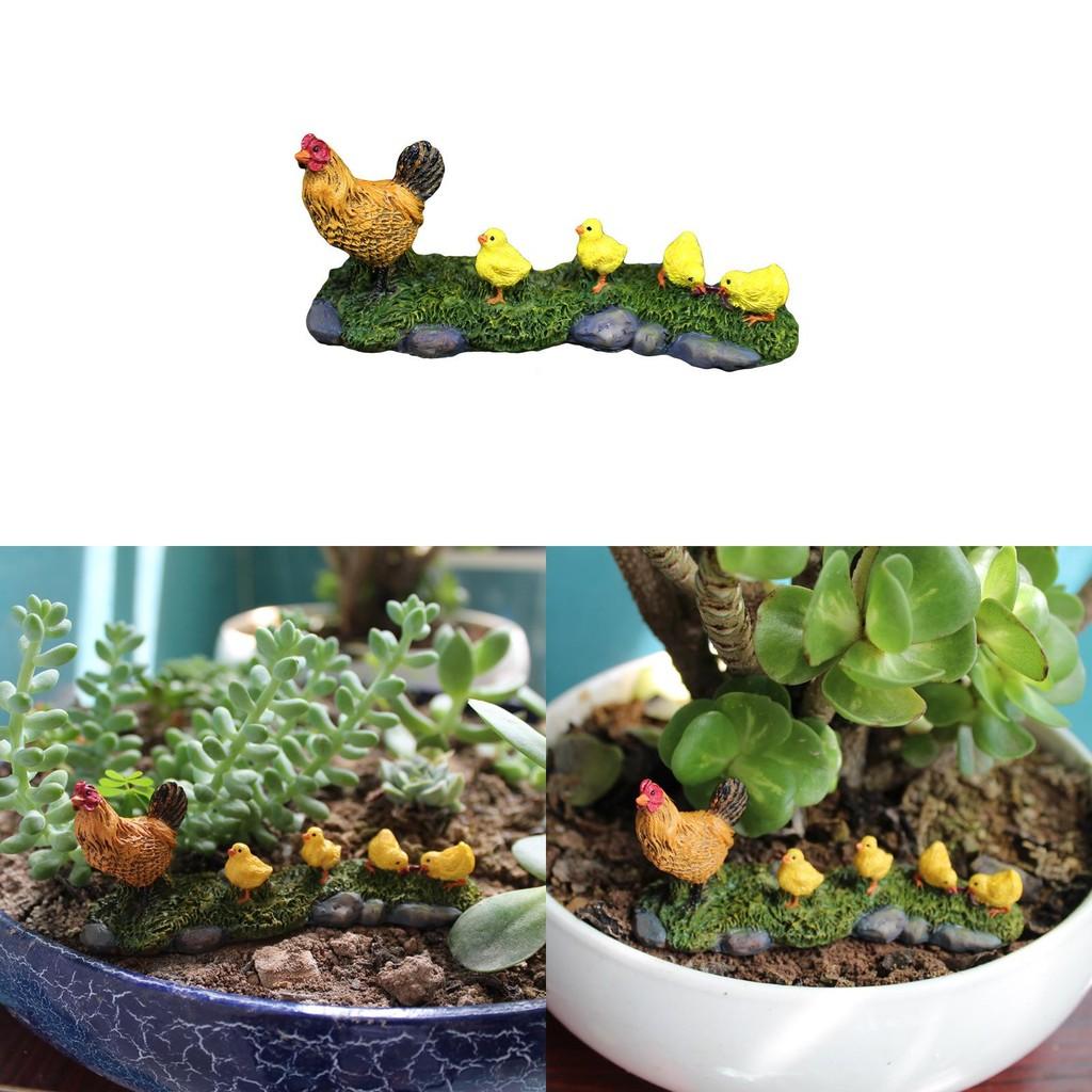 Mother Hen And Chick Miniatures Garden Resin Animal Decor For Gift Housewarming