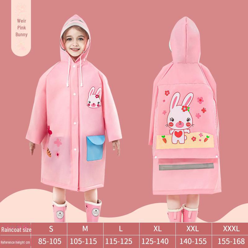 Kids' Waterproof EVA Raincoat with Large Brim and Backpack Space for Boys and Girls