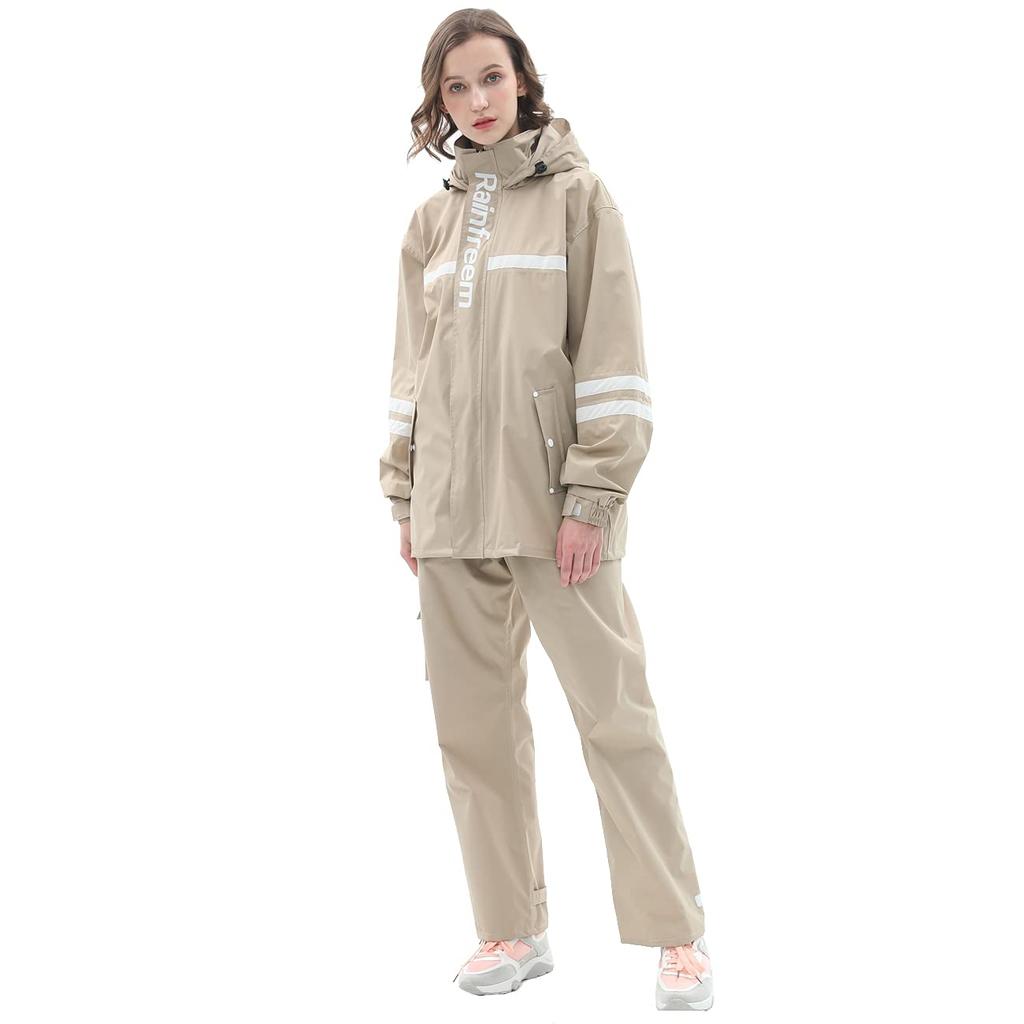 Rainfreem and Rain Suit Suitable for and Khaki Perfect for the Rainy Women's Men's Set, Stain-Resistant, Unisex, Cycling, Motorcycles, Scooters,