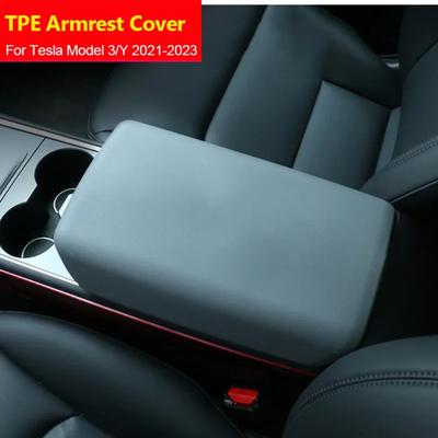 Para Tesla Model 3 Y 2023 Acessórios Protetor de Apoio de Braço Caixa Capa Branca Macia TPE Painel de Console Central Almofada