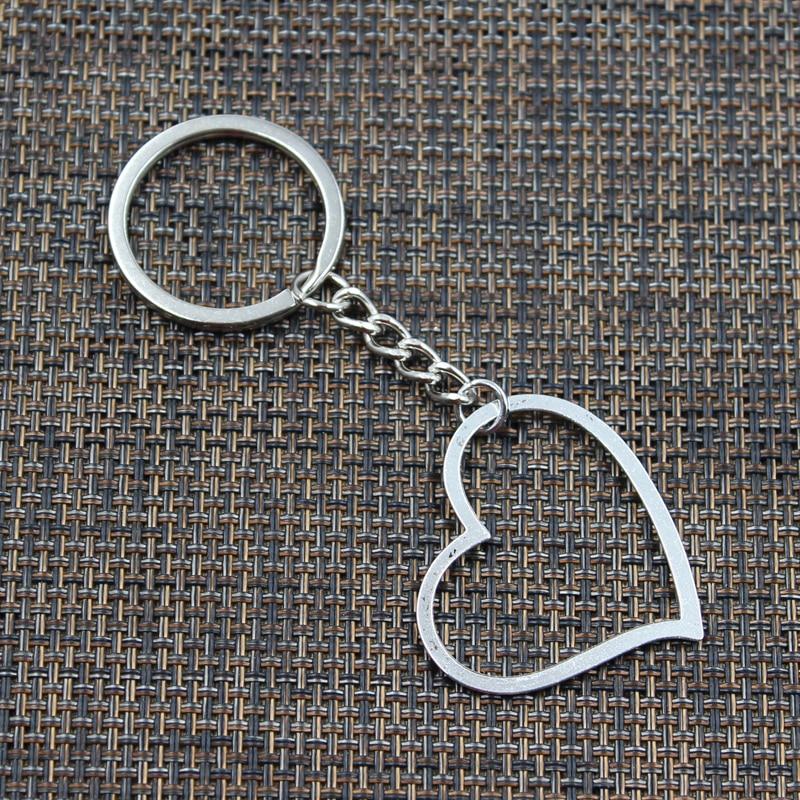 Fashion Keychain 39x35mm Heart Silver Color Pendants DIY Men Jewelry Car Key Chain Ring Holder Souvenir For Gift