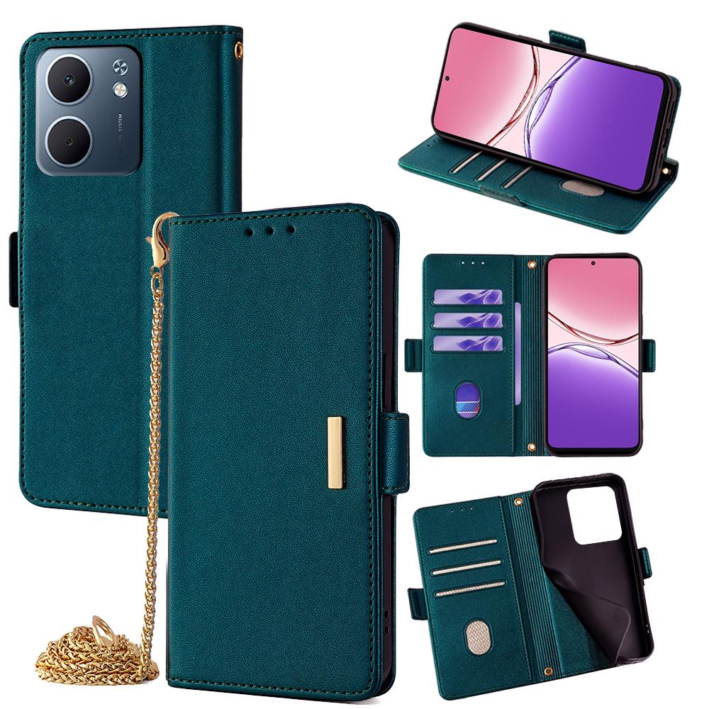 For Oppo A5x 5G Case PU Leather Wallet Stand Phone Cover with Crossbody Shoulder Strap