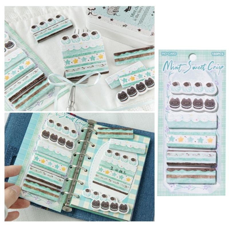 180 Sheets Cartoon Adhesive Note Marking Labels Adhesive Memo Sheets for Journal Notebook Planner Document Organization
