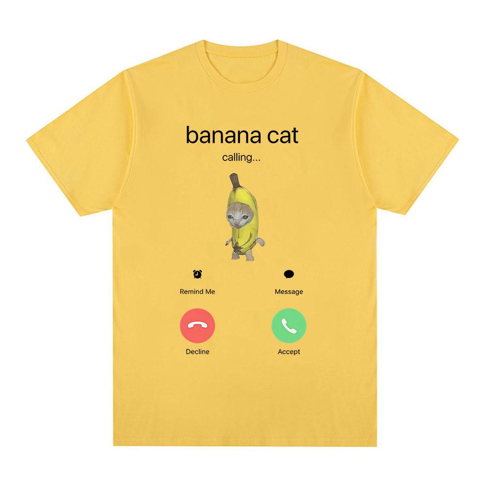 Banana Cat Meme TShirt Funny Cat Lover Gift Viral Meme Shirt Internet Culture Cute Animal Meme Summer Short Sleeves T Shirts