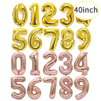 Hot Selling 40 Inch Aluminum Film Balloons Gold Silver Number Balloon for Wedding Party Birthday Decoration