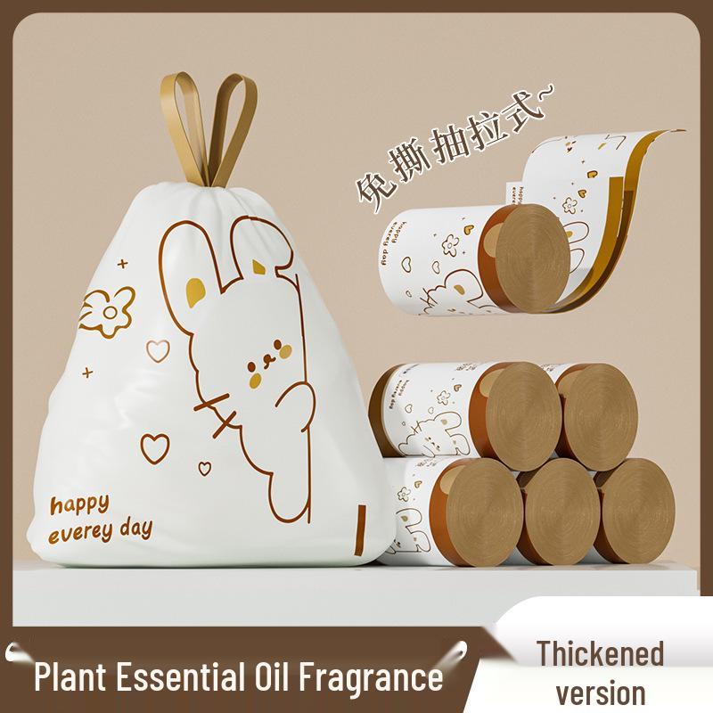 Blue Heart Rabbit Extra-Large Cute Cartoon Drawstring Trash Bags - Tear-Free, Thickened, Handheld for Household/Dorm Use