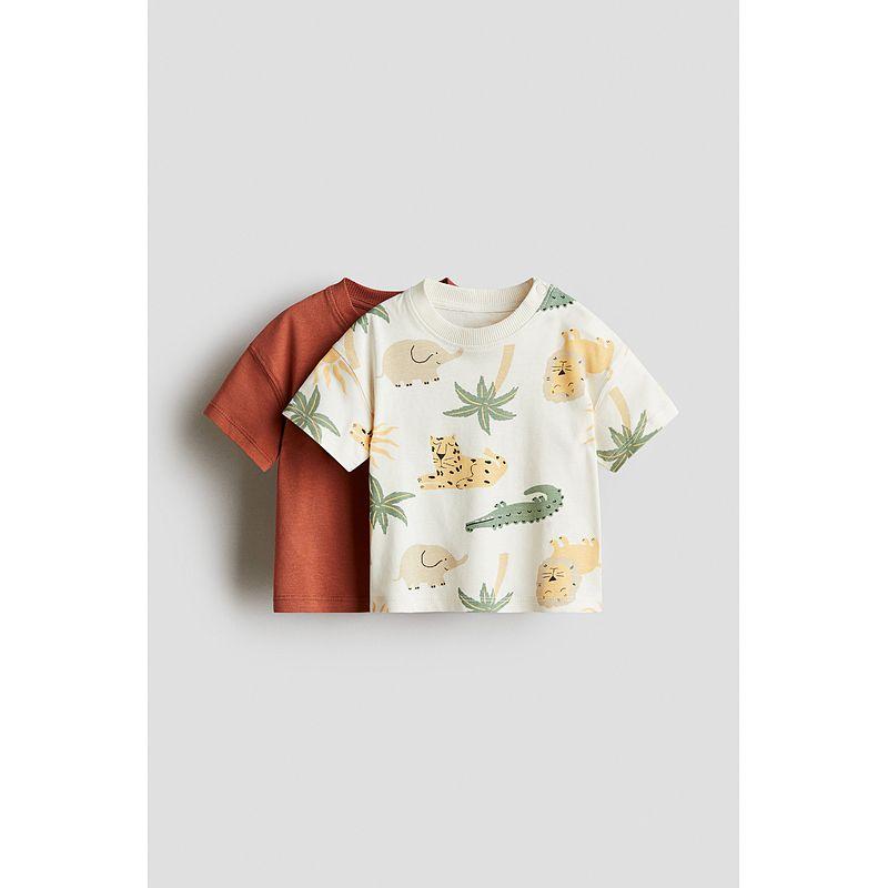 

HM Children s Clothing Baby Boy T-shirt 2 Pieces 2025 Autumn New Arrival Cotton Printed round Neck Short Sleeve Tops 1265910