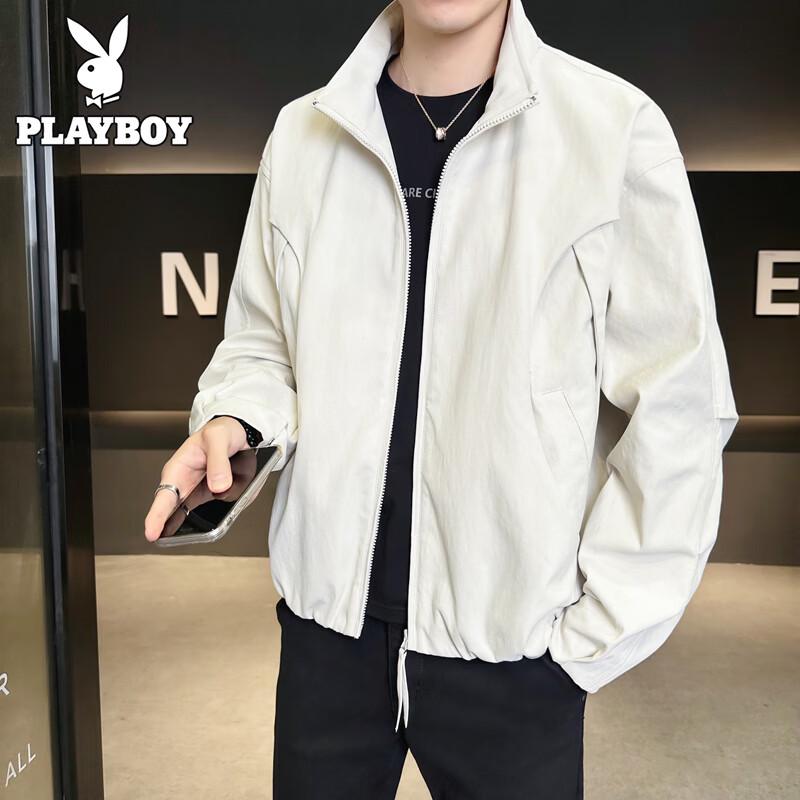 PLAYBOY Men s Fishbone Stand Collar Canvas Jacket 3XL