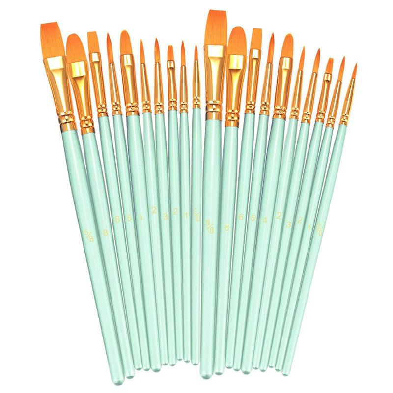 10-Piece Children's Paint Brush Set: Blue Handle Nylon Brushes for Acrylic, Watercolor, and Oil Painting