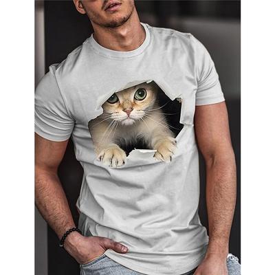 Tricou Bărbătesc cu Imprimeu Pisoi 3D, Modă pentru Bărbați, Casual de Zi cu Zi Urban, Tricou Bărbătesc, Stradă Outdoor, Mânecă Scurtă, Vară, Top pentru Bărbați