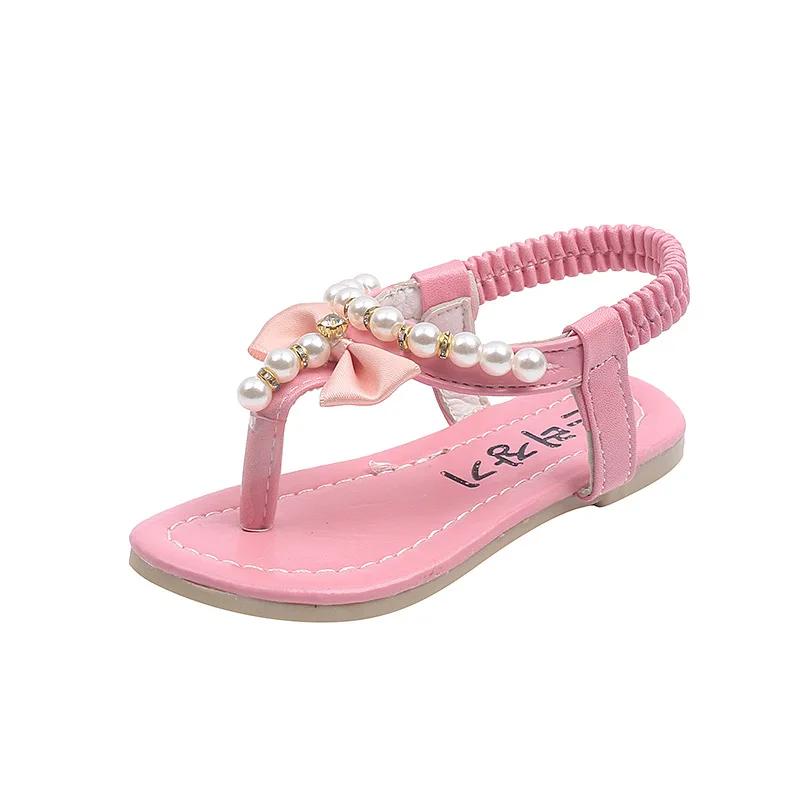 Mädchen Perlen Sandalen Strass Kinder Gladiator Sandalen Schmetterlingsknoten Prinzessin Kinder Sandalen Zehentrenner Strandschuhe Weich