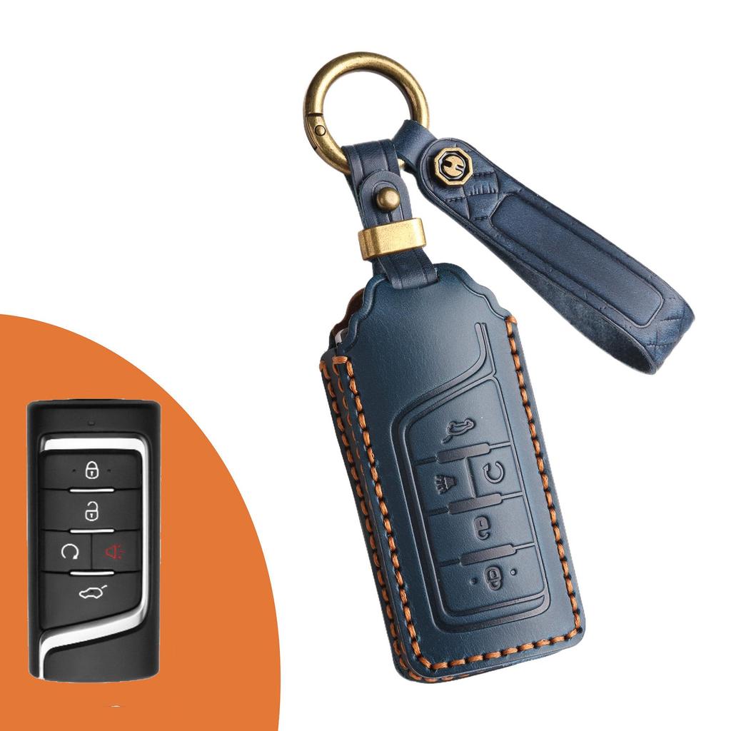 Genuine Leather Retro Key Cover for GAC Trumpchi GS4, New M8, and GS7 Cars