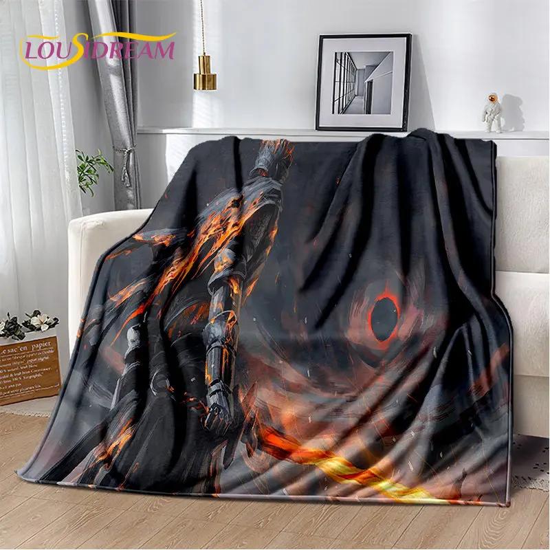 Elden Ring Jeu Joueur Couverture Peluche Douce Imprimée en 3D, Couverture Flanelle Couverture Jetée pour Salon Chambre à Coucher Lit Canapé Couverture Pique-nique