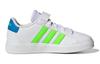 Adidas Neo GRAND COURT 2.0 EL K Synthetic Leather Abrasion Resistant Low top Skateboard Shoes White Green Kids' GW6515