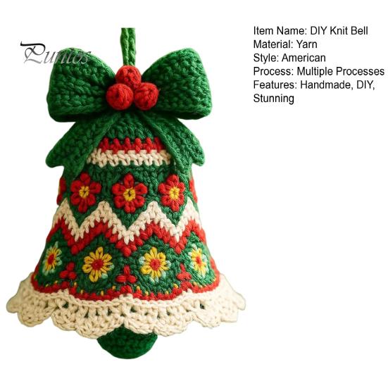 DIY Pletená vánoční ozdoba Háčkovaný zvonek Sada Ručně pletený Santa Claus Pletací projekt pro ozdobu stromku Sváteční sada pro kutily Začátečníci Dospělí