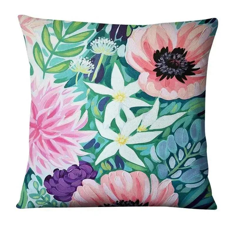 Home Pillow Decoration Watercolor Flowers Painting Print Pillowcase Home Decor Sofa Pillow Decorations Cushions Cover 45X45Cm