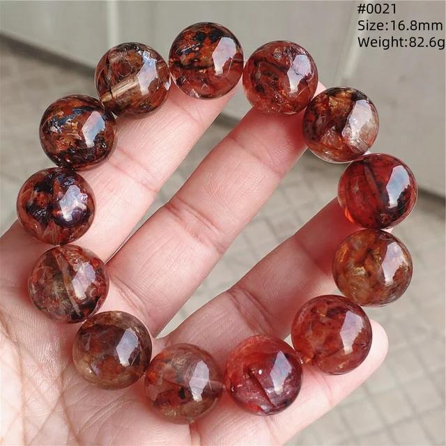 Natural Red Limonite Quartz Trendy Strand Bracelet Rare Stretch Yellow Phantom Round Beads Women Men Jewelry AAAAA
