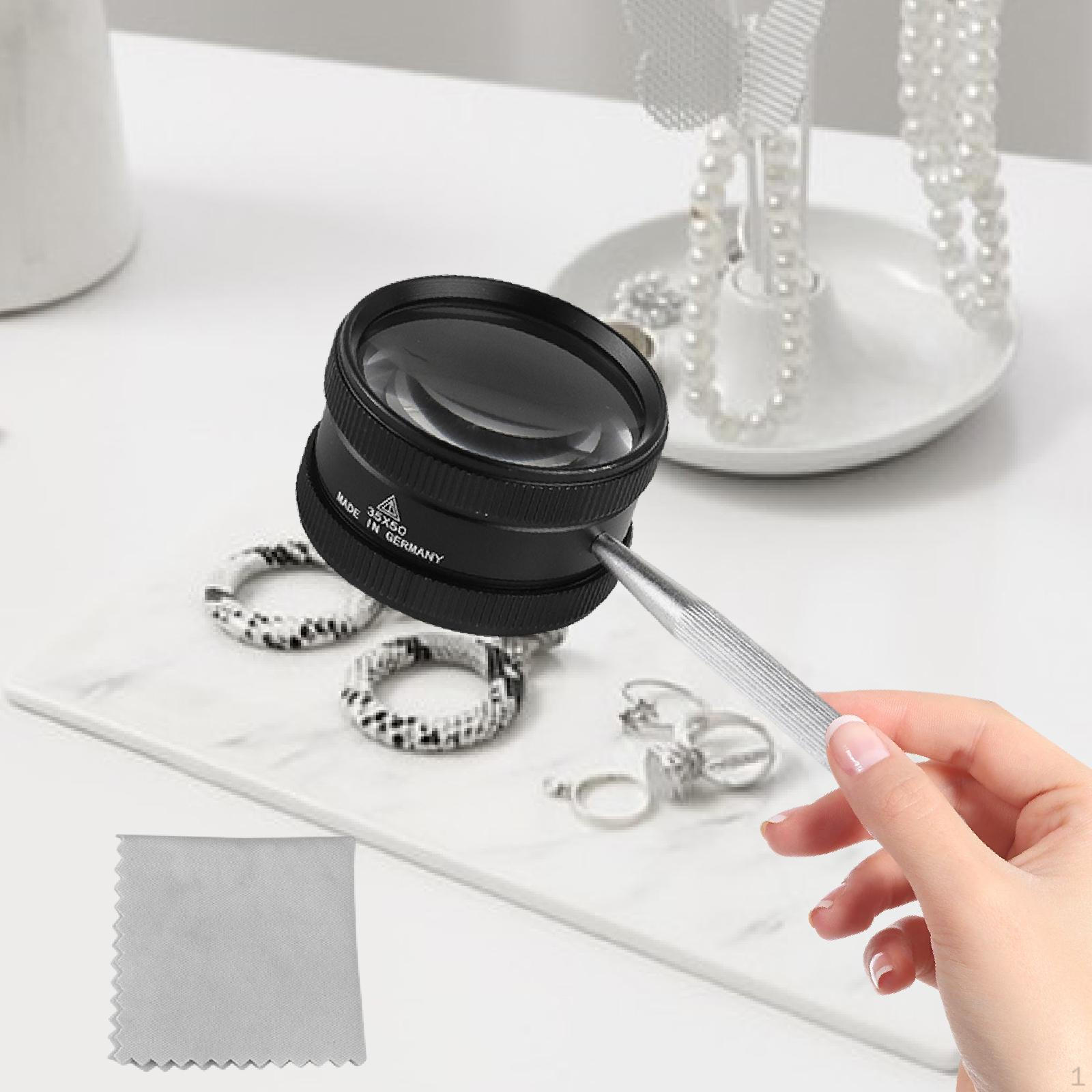 

Handheld Magnifier with Cleaning Cloth Easy to Use, Gift Premium, 35x Magnifying High Magnification