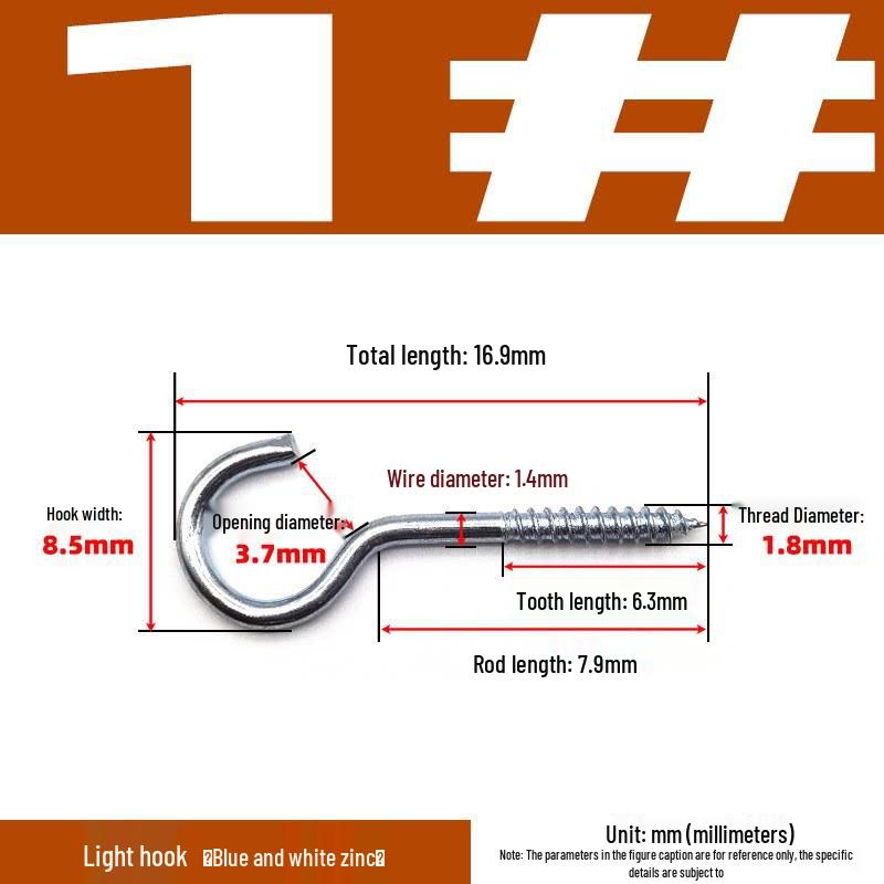 Sheep Eye Nail Hook with Ring, Self-Tapping Wood Screw, 9-Shaped Question Mark Lamp Hook for Windows.