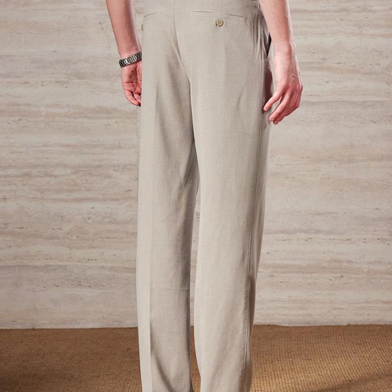 Antonio Men's Linen Texture Straight-Leg Casual Pants