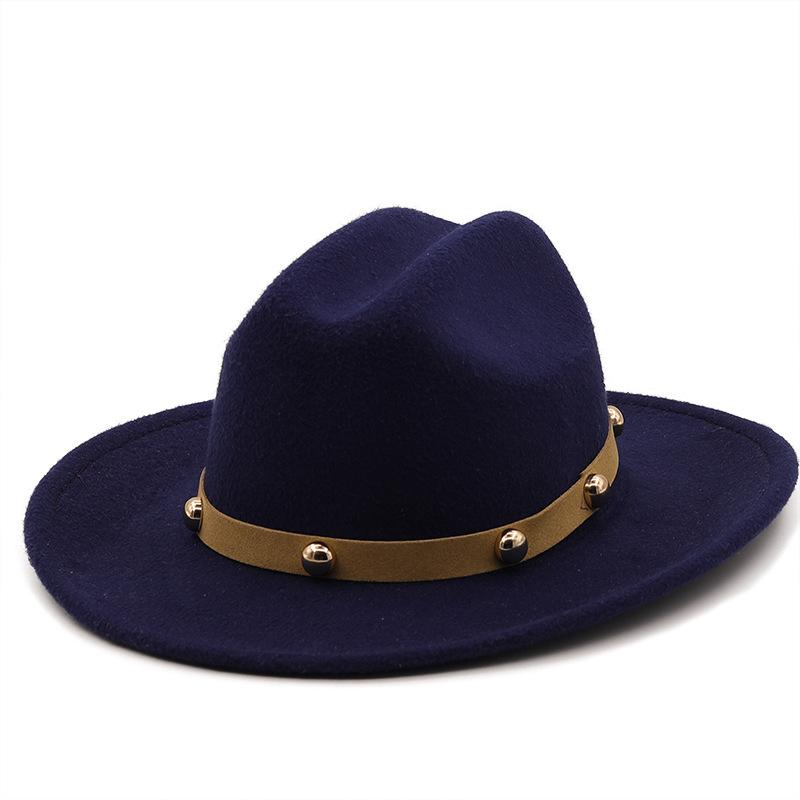 Wool Top Hat, European, American Autumn and Winter Retro Gentleman and Gentleman, Jazz, Flat Brim, Felt, Upturned Edge, Big Eaves Hat