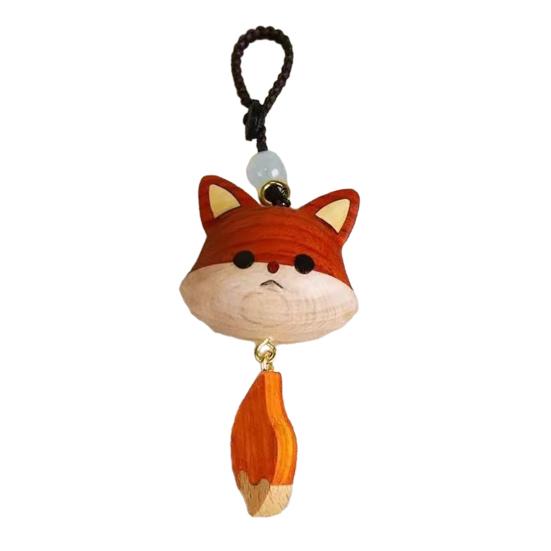 

Дерев яний кулон-брелок ручної роботи у вигляді лисиці, милий дизайн тварини, шарм для телефону, ключів, сумки, екологічний подарунковий аксесуар B