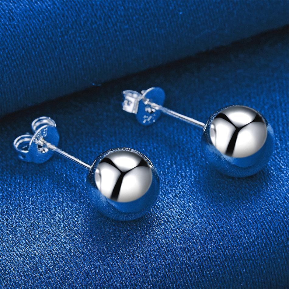 Elegant 925 Sterling Silver 10mm Delicate Polished Round Stud Earrings for Women, Fashionable Gifts, Party Jewelry Accessories