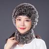 Hat Female Autumn Winter Trendy Versatile Rex Rabbit Hair Cycling Warm Ear Protection Fur Hat Scarf Set