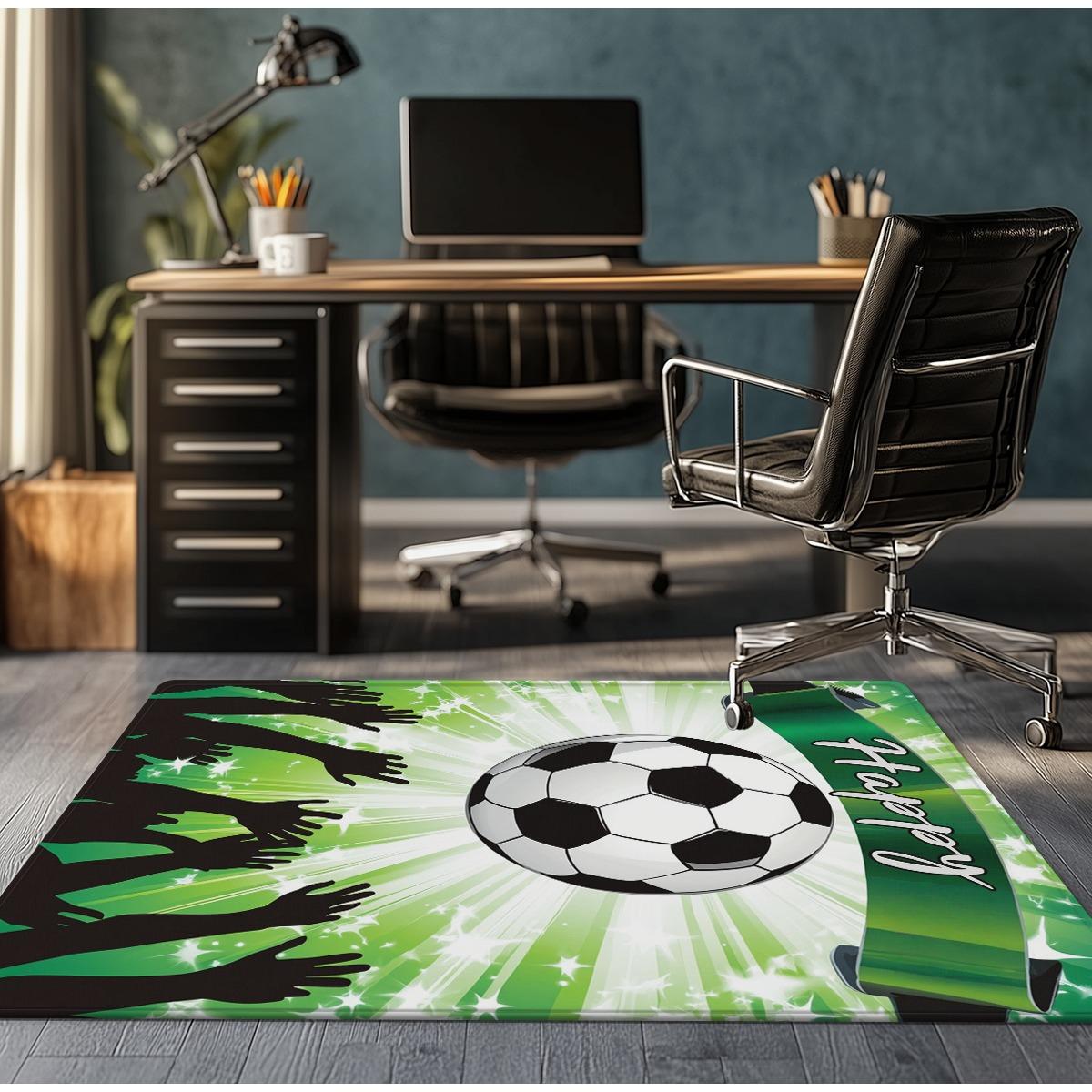 

Soccer ball happy hands crystal velvet rug sports theme floor mat game room decor football fan carpet living room party carpet 50x 80cm