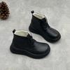 New Fleece Casual Shoes, Forest Girl Thick-soled Versatile Lace-up Ankle Boots