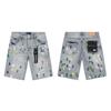 Purple Jeans Streetwear Loose Fit Denim Shorts Men Women Mid-Rise Straight Cut With Embroidery Stone Wash