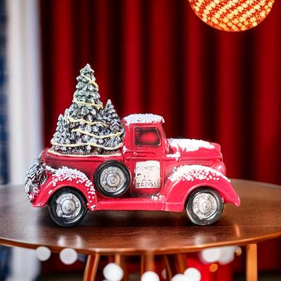 Resin Ornaments Crafts Christmas Karting Car Red Pull Christmas Tree Desktop Home Decorations Decorations