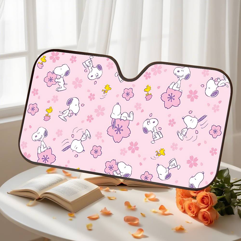Cartoon S-Snoopy Sleep Peanuts Car Sunshade Curtains Windshield Car Windscreen Cover Sun Shade Auto Visor Car Accessories
