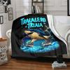 1Pc Shark Space Adventure Flannel Blanket, Soft And Comfortable, Casual Warm, Camping Travel, Christmas, Halloween Xmas Gift L16
