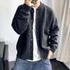 Men Fall Winter Sweater Coat Round Neck Single-breasted Solid Color Long Sleeve Knitted Thick Pockets Warm Men Cardigan Sweater