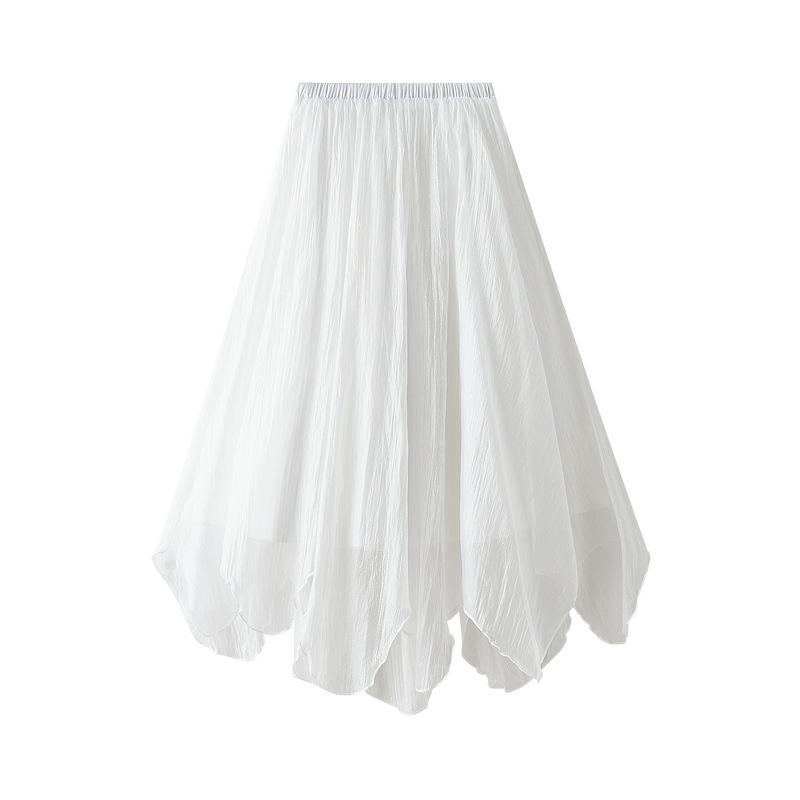 Tulle Skirts for Women Casual High Waist Elastic Midi Skirt A-line Layered Mesh Tutu Skirts Women s Summer Long Fairy Skirt Ruffle Flowy Tiered Skirt One size белый